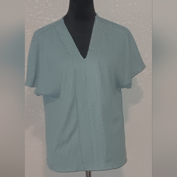 Light Blue Ribbed Top - Picture 2 of 5